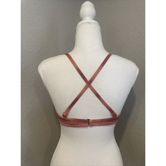 La Vie En Rose Aqua push up bikini top pink Mauve Striped XS Underwire Swim - Picture 5 of 10